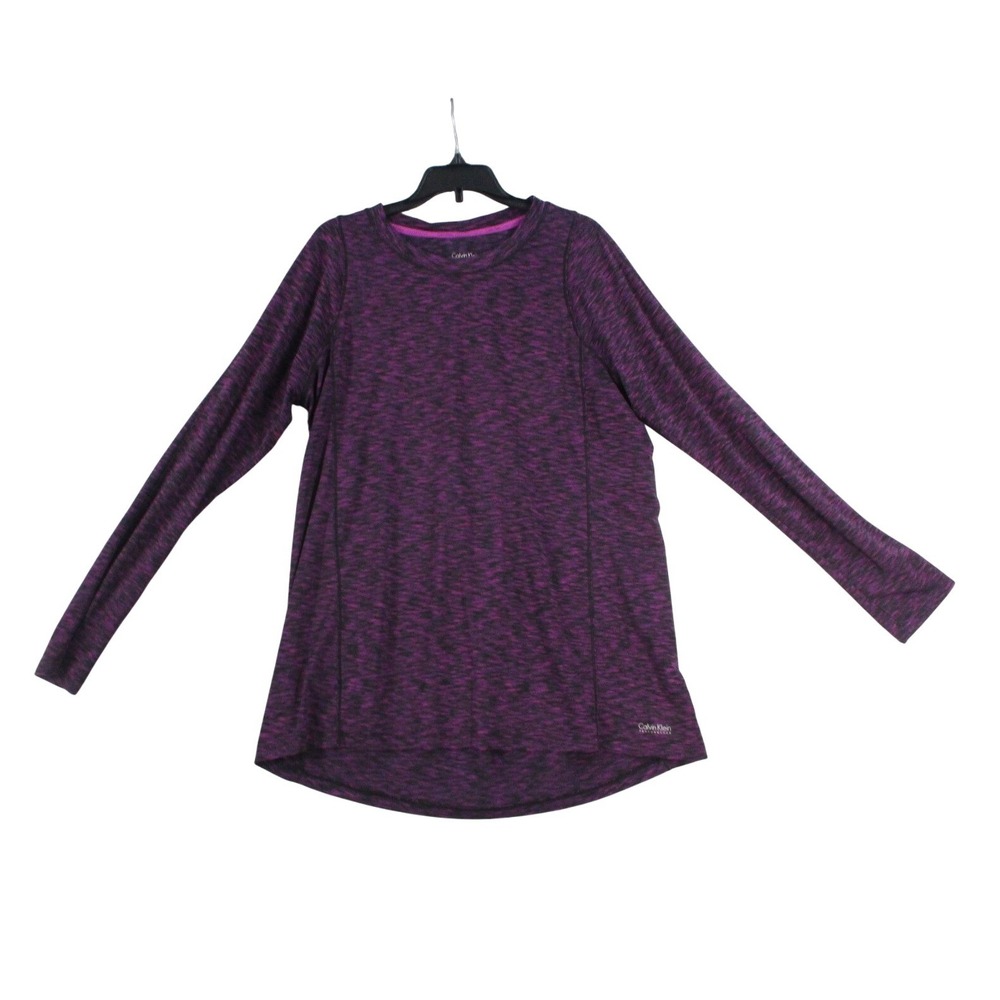 Calvinโ Klein Performance Womens Purple Space Dye Quick Dry Long Sleeve Top L